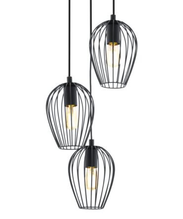 EGLO Sospensione NEWTOWN con struttura  in acciaio finitura nero a tre paralumi