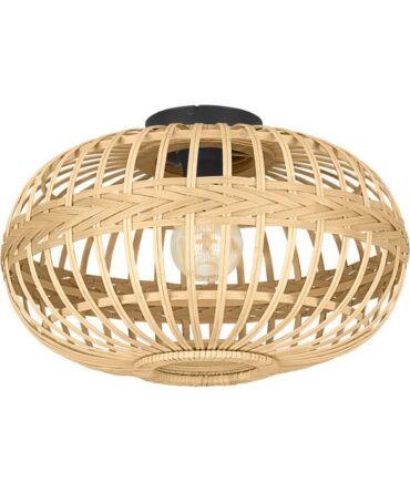 EGLO Plafoniera AMSFIELD con struttura  in acciaio marrone e legno colore marrone