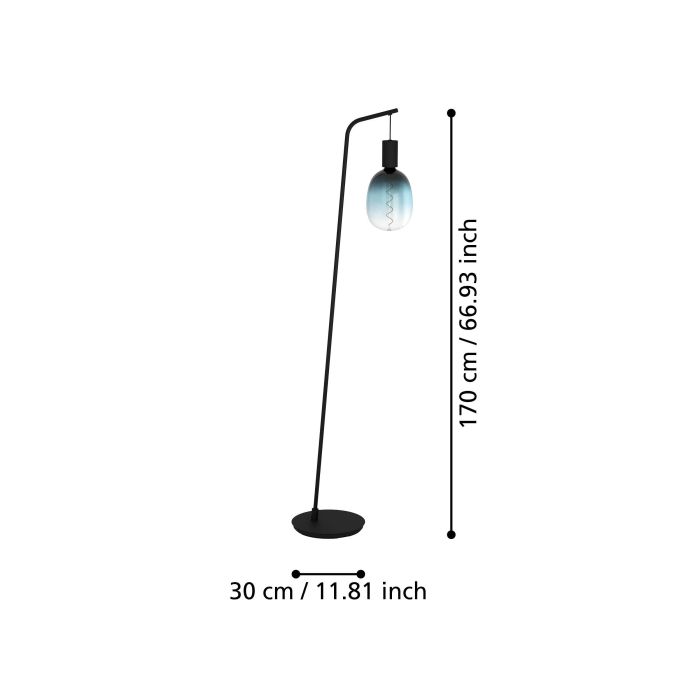 EGLO Piantana CRANLEY con struttura in acciaio nero H. 170