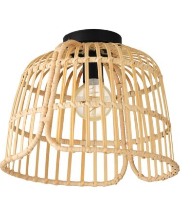 EGLO Plafoniera GLYNEATH con struttura  in acciaio nero e legno colore naturale