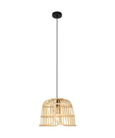 EGLO Sospensione GLYNEATH con struttura  in acciaio nero e legno colore naturale