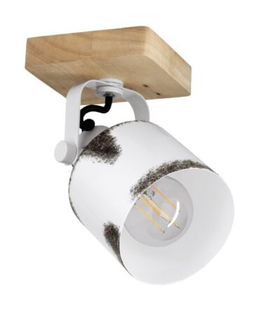 EGLO Faretto KILBURN con struttura  in legno marrone e acciaio bianco