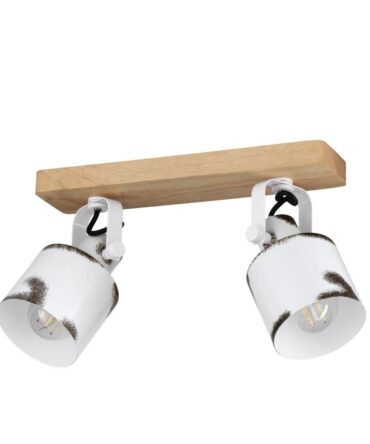 EGLO Faretto KILBURN con struttura  in legno marrone e acciaio bianco