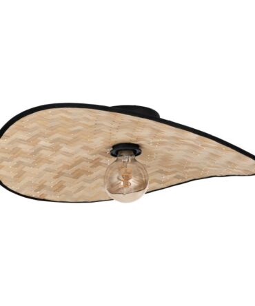 EGLO Plafoniera MARYWELL con struttura  in acciaio nero e legno colore marrone