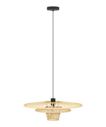 EGLO Sospensione LYDNEY con struttura  in acciaio nero e legno colore marrone