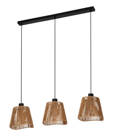 EGLO Sospensione LAVISTER con struttura  in acciaio nero, carta colore naturale a 3 lumi