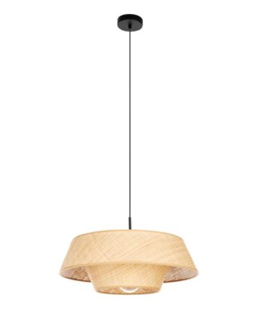 EGLO Sospensione MARFORD con struttura  in acciaio nero e rafia colore naturale