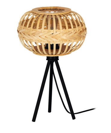 EGLO Lampada da tavolo AMSFIELD 1 con struttura  in acciaio nero e legno colore naturale