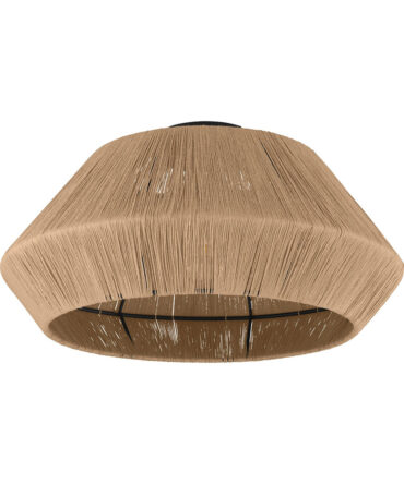 EGLO Plafoniera ALDERNEY con struttura  in acciaio nero, filo tessile naturale