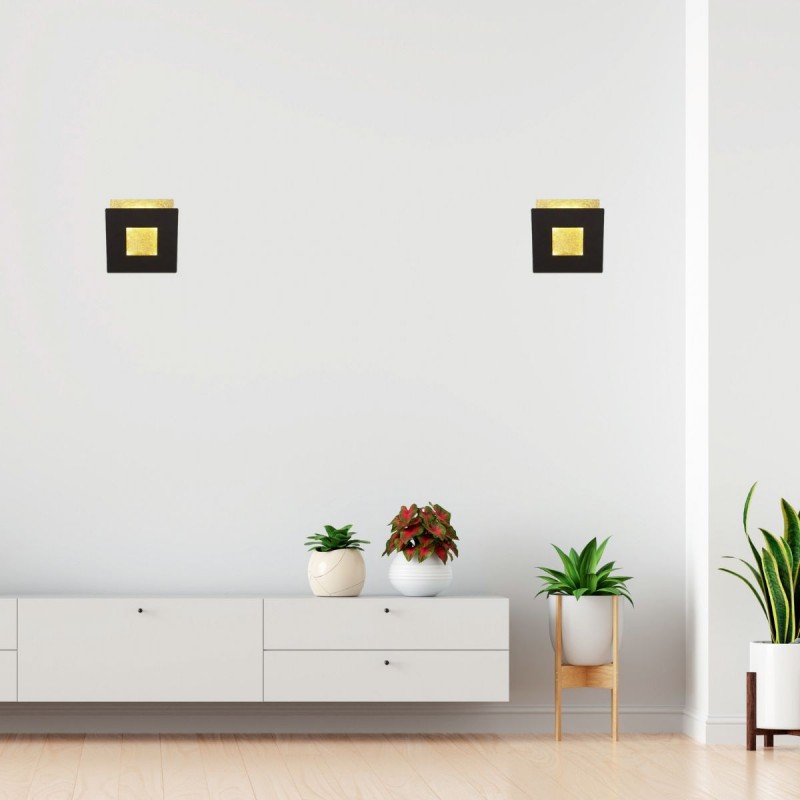 MANTRA DALIA Lampada da parete nera e oro L.14 cm