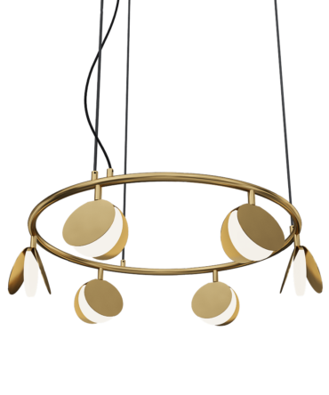 MANTRA SHELL  Sospensione  a 6 luci oro H. 200 cm D. 46 cm