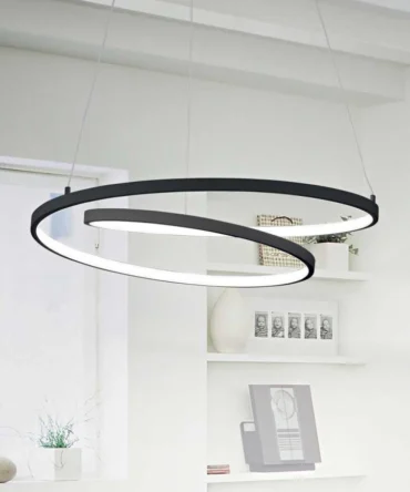 IDEAL LUX OZ Sospensione  con finitura nera D. 40- H. 200 cm