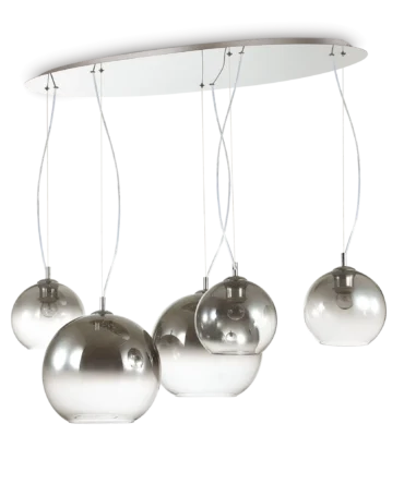 IDEAL LUX NEMO Sospensione  color cromo sfumata  a 5 luci- L. 107 cm