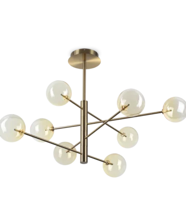 IDEAL LUX EQUINOXE Sospensione  a 8 luci ambra sf. - L. 128 cm - H. 72 cm