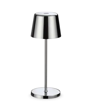 IDEAL LUX CUTE Lampada da tavolo a batteria ricaricabile  con finitura cromo