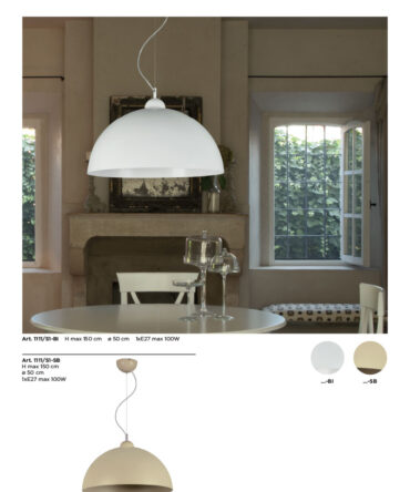 PADANA LAMPADARI  Sospensione a cupola  LUNA  con finitura sabbia D. 50 cm.