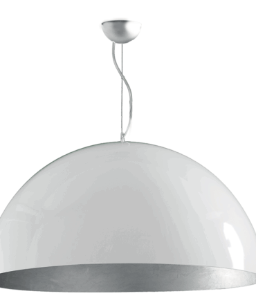 PADANA LAMPADARI  Sospensione a cupola ROMA con finitura bianco e argento- D. 80 cm