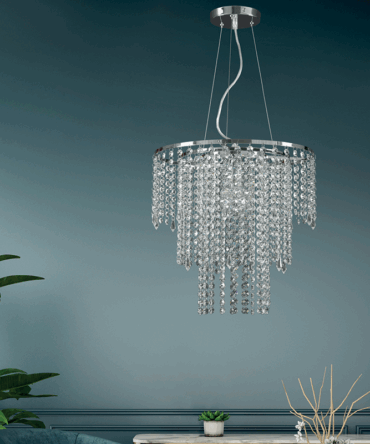 PADANA LAMPADARI Sospensione media TRESOR metallo cromo e cristalli al piombo