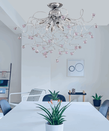 PADANA LAMPADARI Plafoniera  EVA metallo cromo e cristallo a 5 luci