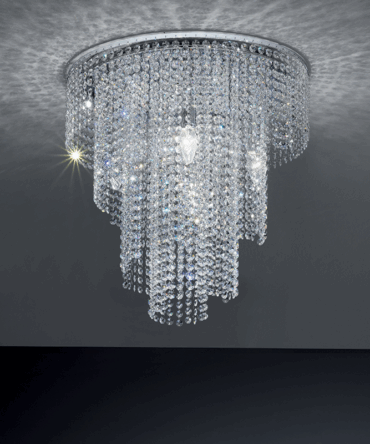 PADANA LAMPADARI Plafoniera  QUEEN metallo cromo e cristalli al piombo