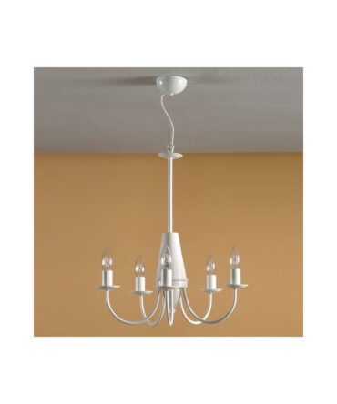 PADANA LAMPADARI Sospensione  ATELIER metallo cromo e bianco a 5 luci