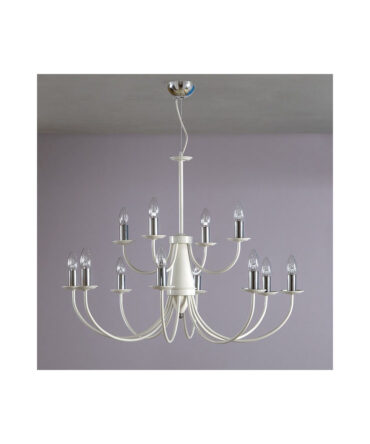 PADANA LAMPADARI Sospensione  ATELIER metallo cromo e bianco a 12 luci
