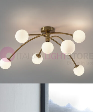 PADANA LAMPADARI Plafoniera  DANTE metallo bronzo  a 7 luci