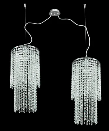 PADANA LAMPADARI Sospensione TRESOR metallo cromo e cristalli al piombo a 2 luci