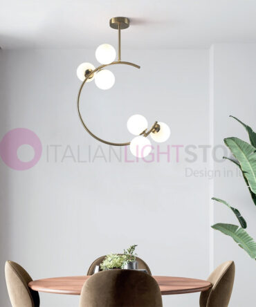 PADANA LAMPADARI Sospensione  MIMOSA metallo bronzo  a 6 luci