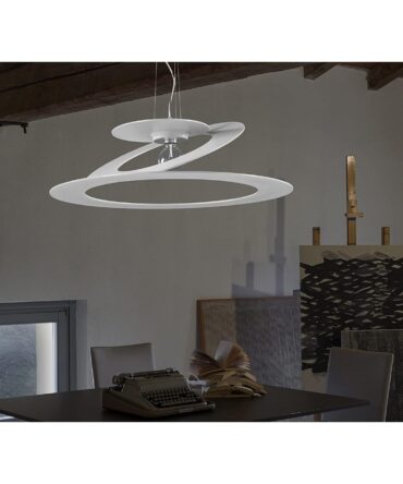 PADANA LAMPADARI  Sospensione media PLANET-ARIUM con finitura bianca - D. 70 cm