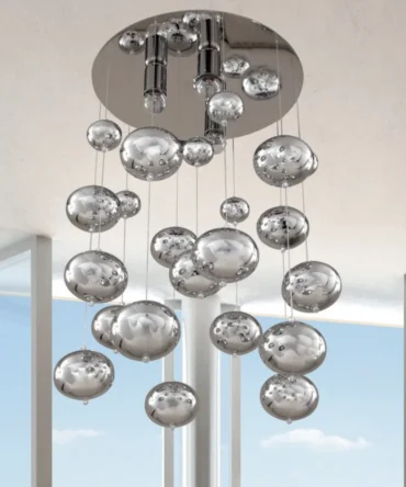 PADANA LAMPADARI Plafoniera  AVATAR metallo cromo e perle in cristallo