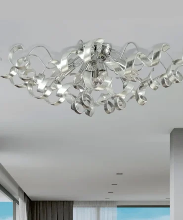 PADANA LAMPADARI Plafoniera grande TRUDY SPECIAL metallo cromo e vetro decorato