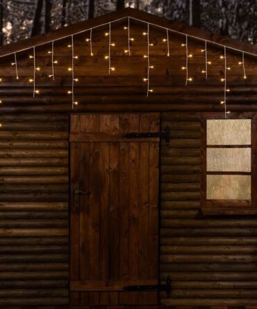 Tenda luminosa 180 LED 7,60 metri x h max 60 cm con 8 giochi di luce bianco caldo