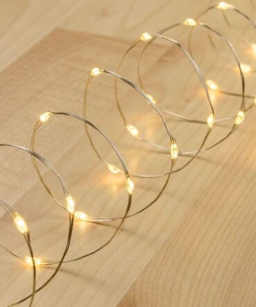 Catena cavo argento L.10 mt 200 microled bianco caldo