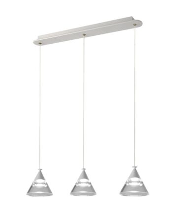 PROMOLUCE CONY S3TR Lampada a sospensione bianco, nero, oro rosato Led tre luci - rosone lineare L.70 cm