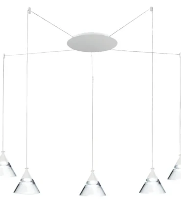 PROMOLUCE CONY S5A Lampadario a grappolo bianco, nero, oro rosato  Led cinque luci - Rosone centrale D.40 cm