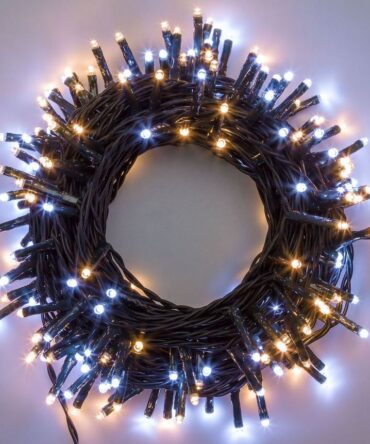 Luci di Natale - Catena Miniluci 180 Led Bianco Caldo e freddo per esterno/interno L.13,1 mt