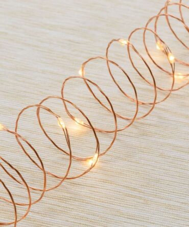 Catena di Luci cavo rame L.10 mt 200 microled bianco caldo
