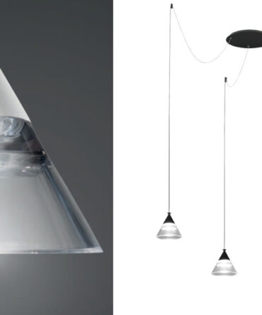 PROMOLUCE CONY S3A Lampada a sospensione bianco, nero, oro rosato Led tre luci - Rosone centrale D.30 cm