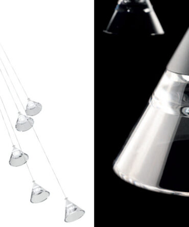 PROMOLUCE CONY S5B Lampada a sospensione bianco, nero, oro rosato Led cinque luci - D. 40 cm