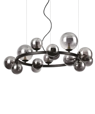 Lampadario con sfere in vetro IDEAL LUX PERLAGE fumè - Ø 85cm