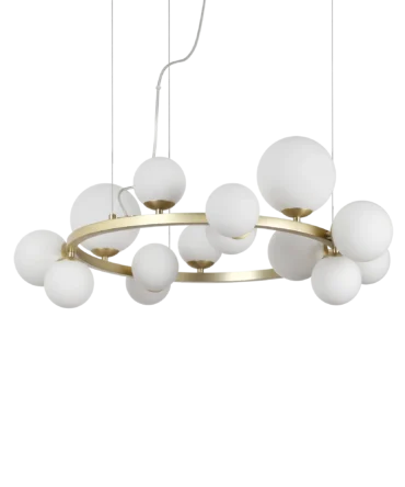 Lampadario con sfere in vetro IDEAL LUX PERLAGE Sospensione bianco Ø85cm