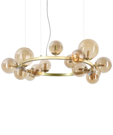 Lampadario con sfere in vetro IDEAL LUX PERLAGE Ambra - Ø 85cm