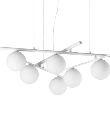 Lampadario moderno con sfere in vetro IDEAL LUX ATLAS Sospensione bianca Ø80cm
