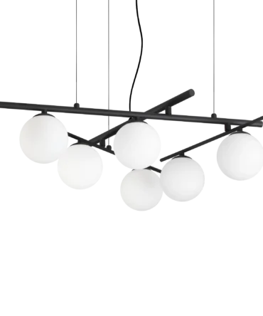Lampadario moderno con sfere in vetro IDEAL LUX ATLAS Sospensione Nero Ø80cm