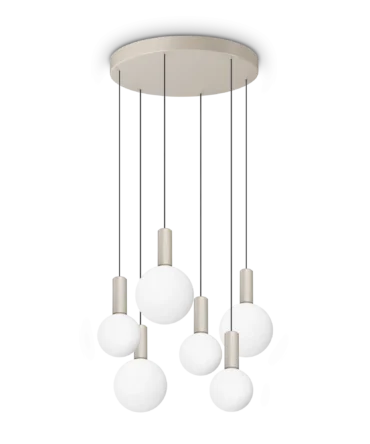 IDEAL LUX ODEON Sospensione in metallo e vetro bianco - Ø 57 cm